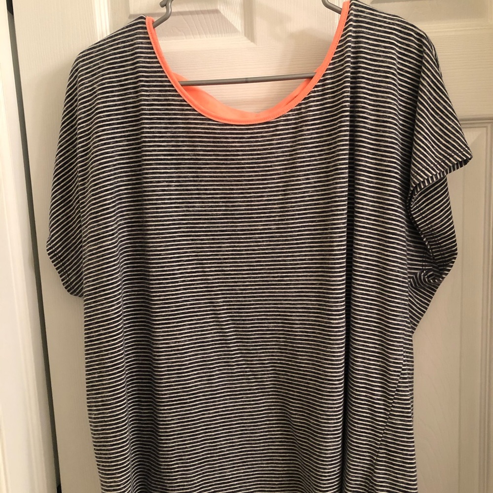 Navy blue and orange detail top